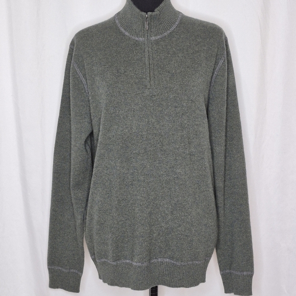 Forte Cashmere Mock Neck 1/4-Zip Sweater - Size L - Picture 2 of 10
